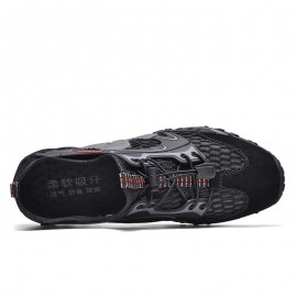 Men Mesh Non Slip Quick Drying Elastic Lace Outdoor Casual Hiking Sneakers