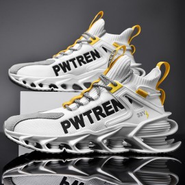 Men Breathable Fabric Soft Blade Sole Non Slip Comfy Reflect Casual Sports Shoes