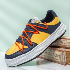 Men Microfiber Breathable Hollow Out Soft Sole One Size Smaller Color Splicing Court Shoes