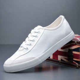 Men Canvas Breathable Soft Sole Comfy Brief Pure Color Casual Court Shoes