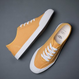 Men Canvas Breathable Soft Sole Comfy Brief Pure Color Casual Court Shoes