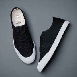 Men Canvas Breathable Soft Sole Comfy Brief Pure Color Casual Court Shoes