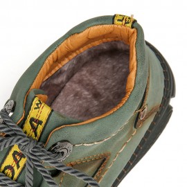 Men Hand Stitching Microfiber Leather Non Slip Warm Ankle Boots