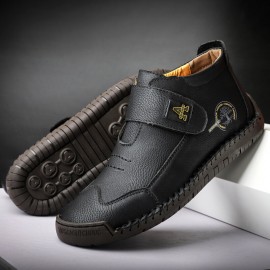 Men Microfiber Leather Hand Stitching Breathable Soft Sole Casual Martin Ankle Boots