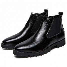 Men Vintage Elastic Slip-on Business Leather Ankle Chelsea Boots