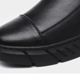 Men Synthetic Leather Warm Slip Resistant Zipper Casual Ankle Boots