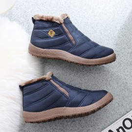 Men Lightweight Comfy Slip-On High-top Plus Velvet Warm Snow Boots Cotton Shoes