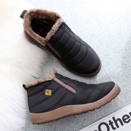 Men Lightweight Comfy Slip-On High-top Plus Velvet Warm Snow Boots Cotton Shoes