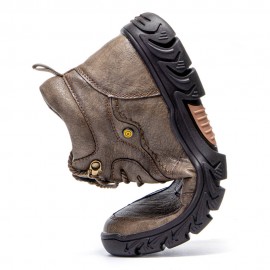 Men Hand Stitching Microfiber Leather Non Slip Soft Outdoor Casual Ankle Boots