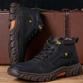 Men Hand Stitching Microfiber Leather Non Slip Soft Outdoor Casual Ankle Boots