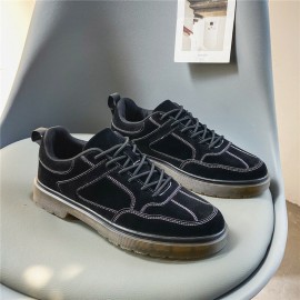 Men Microfiber Leather Breathable Soft Sole Lace Up Trendy Casual Martin Boots