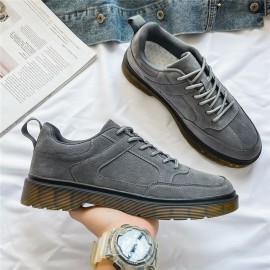 Men Microfiber Leather Breathable Soft Sole Lace Up Trendy Casual Martin Boots