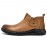 Men Retro Cowhide Leather Non Slip Soft Sole Elastic Slip On Chelsea Boots
