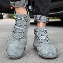 Men Leather Soft Sole Lace Up Casual Ankle Boots