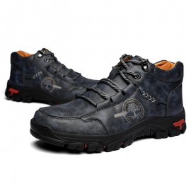 Men Outdoor Microfiber Leather Non Slip Hand Stitching Ankle Boots