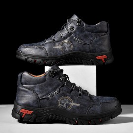 Men Outdoor Microfiber Leather Non Slip Hand Stitching Ankle Boots