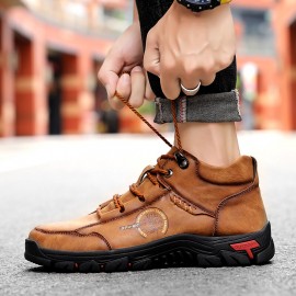 Men Outdoor Microfiber Leather Non Slip Hand Stitching Ankle Boots