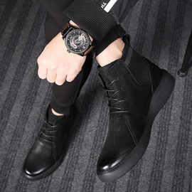 Men Retro Stylish Gradual Change Shoe Toe Casual Leather Ankle Boots
