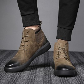 Men Retro Stylish Gradual Change Shoe Toe Casual Leather Ankle Boots