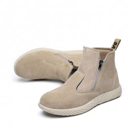 Men Cowhide Suede Soft Sole Toe Protected Comfy Working Casual Labor Safety Boots