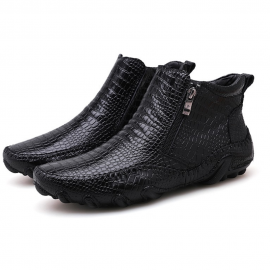 Men Slip Resistance Side Zipper Leather Ankle Boots