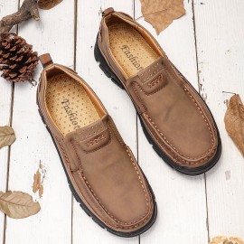 Men Retro Microfiber Leather Comfy Slip-on Outdoor Non Slip Casual Flat Shoes