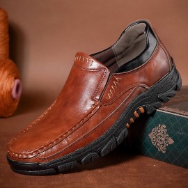 Men Genuine Leather Non Slip Soft Sole Comfy Outdoor Hiking Shoes