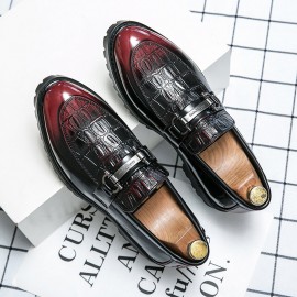 Men Microfiber Leather Breathable Soft Sole Retro Brief Slip On Casual Business Shoes