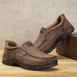 Men Comfy Slip On Loafers Slip Resistant Soft Casual Business Walking Leather Shoes