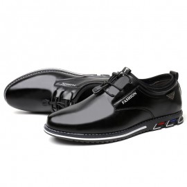 Men Elastic Lace Up Comfy Casual Business Leather Shoes