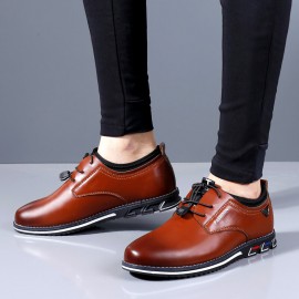 Men Elastic Lace Up Comfy Casual Business Leather Shoes