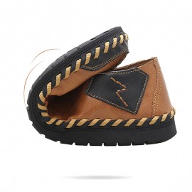 Men Hand Stitching Cow Leather Comfy Soft Sole Casual Shoes