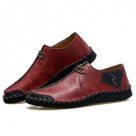 Men Hand Stitching Cow Leather Comfy Soft Sole Casual Shoes