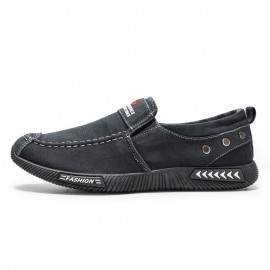 Men Washed Canvas Slip On Comfy Breathable Casual Shoes