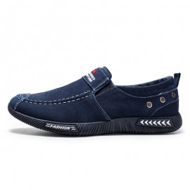 Men Washed Canvas Slip On Comfy Breathable Casual Shoes