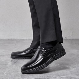 Men Cowhide Breathable Comfy Sole Slip On Daily Business Casual Shoes