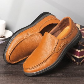 Men Genuine Leather Soft Sole Comfy Slip On Casual Business Shoes