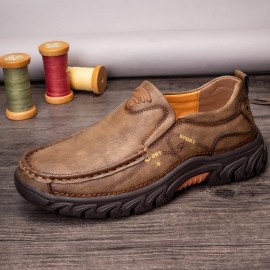 Men Non Slip Outdoor Business Casual Slip On Leather Shoes
